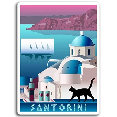 Image of 2 x 10cm Santorini Greece Vinyl Stickers Aegean Sticker Laptop Luggage #17034 (10cm Tall)