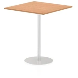Image of Italia 1000mm Poseur Square Table Oak Top 1145mm High Leg