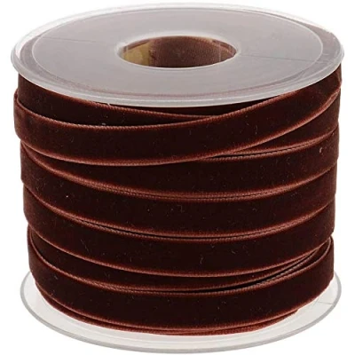 Image of POFET 20 Yard 10mm Wide Velvet Ribbon Roll for Crafts Decoration Coffee