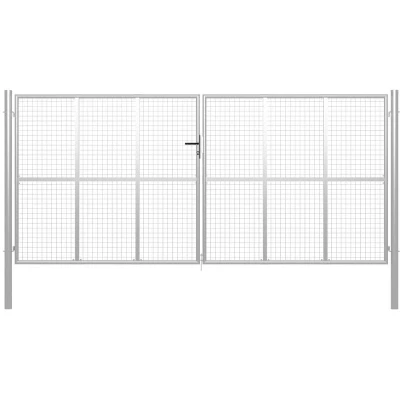 Image of vidaXL Garden Gate Galvanised Steel 415x225 cm Silver
