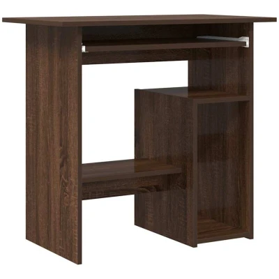 Image of vidaXL Desk Brown Oak Engineered Wood Home Office Computer Study Writing