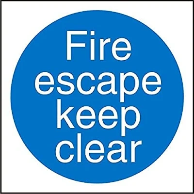 Image of Seco Fire Escape Keep Clear Sign, 400mm x Self Adhesive Vinyl