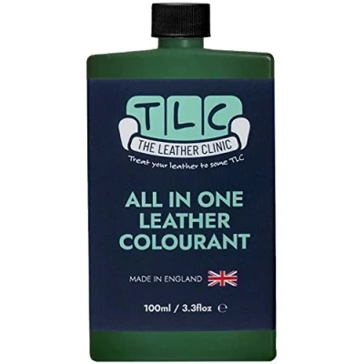 Image of The Leather Clinic All in One Colourant Self Seal Dye Repair Paint Recolour Furniture, Sofas, Car Seats (Dark Green, 100ml)