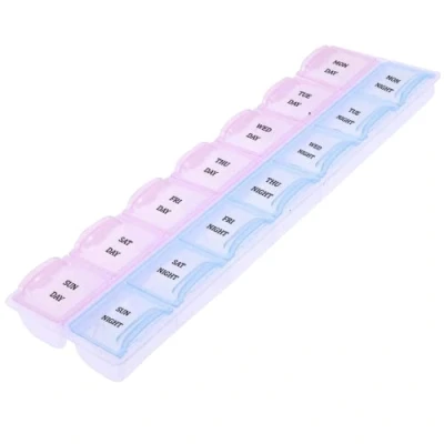 Image of Pills Box 7 Days Weekly Tablet Medicine Holder Storage Organizer (2 Rows Random Colour)