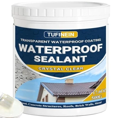 Image of Liquid Waterproof Sealant Clear, 17.6oz TUFINEIN Invisible Anti Leaking Agent, Transparent Coating Water Based Indoor &amp; Outdoor Roofs, Walls, Garden Leakage Agent