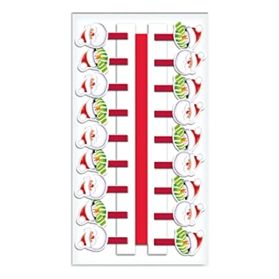 Image of Gift Maker 18 Novelty Christmas Card Holder Pegs Santa &amp; Penguin Designs with 2m Ribbon