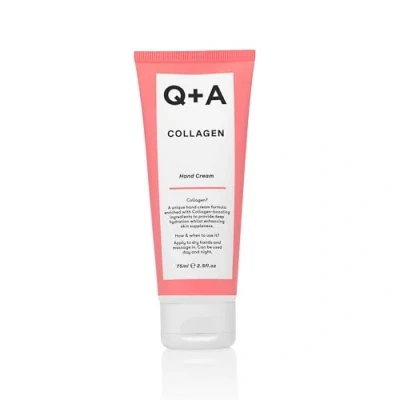 Image of Q+A Collagen Hand Cream, Nourishing &amp; Hydrating with Vegetable Collagen, Sugar Complex Hematite, Golden Pear Grape Scent, Vegan Cruelty Free, Recycled Packaging, Anti Ageing Moisturiser, 75ml