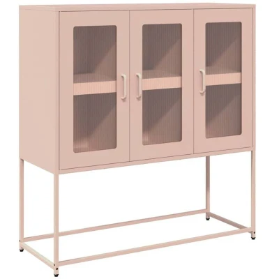Image of vidaXL pink sideboard/cabinet versatile storage 100.5x39x107 cm cold rolled steel for kitchen/bathroom