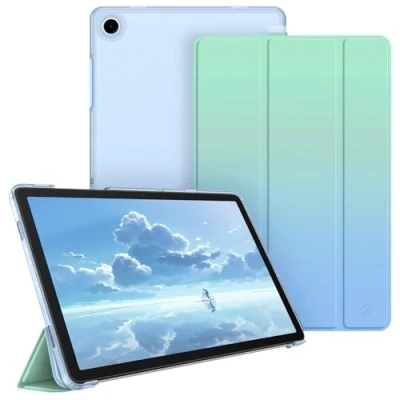 Image of FINTIE SlimShell Case for Samsung Galaxy Tab A9+ / A9 Plus 11 Inch 2023 Model (SM X210/X216/X218), Lightweight Stand Translucent Frosted Back Cover with Auto Wake/Sleep, Seaside Ombre