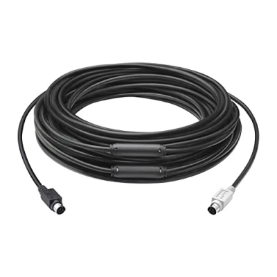 Image of Logitech Extended Cable for Group Video Conferencing System, 15 Meters, Mini DIN 6, FCC Class (A), CE, RoHS,Laptop/PC/Mac Black