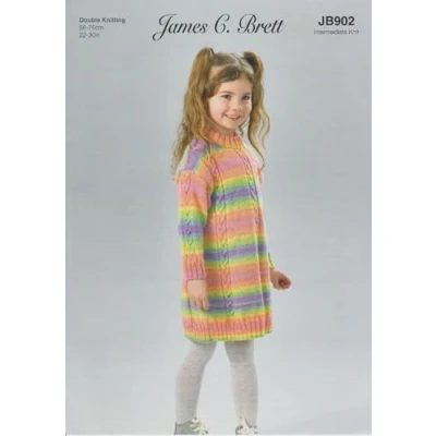 Image of James Brett Kids Sweater Dress Double Knitting Pattern Childrens Jumper (JB902)