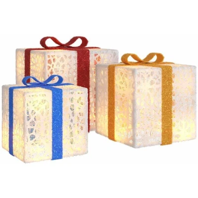 Image of vidaXL Lighted Christmas Boxes 3 pcs 64 LEDs Warm White