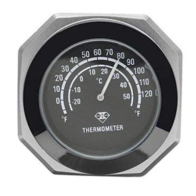 Image of Motorcycle Handlebar Mount Noctilucent Thermometer Clock Luminous Alloy Temperature Temp Gauge Waterproof for Motorbike Silver