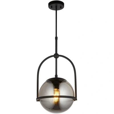 Image of Trieste Globe Pendant Ceiling Light Matt Black, Smoked Mirror Glass