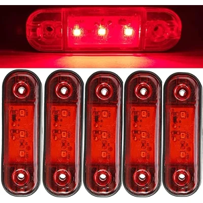 Image of Side Marker Lights, 10pcs 3LED Car Lights Indicators 12V 24V Front Rear Light Position Lamps for Truck Lorry (Red)