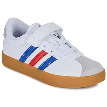 Image of adidas Boy&#039;s Unisex VL Court 3.0 Hook and Loop Shoes Kids, FTWR White/Linen Green met./Sandy Pink met, 10 UK Child