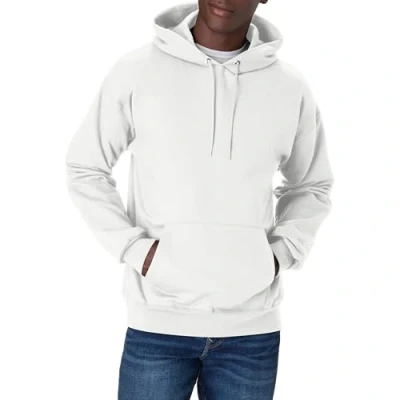 Image of Hanes Men&#039;s Ultimate Cotton Hooded Sweatshirt, White, XXL