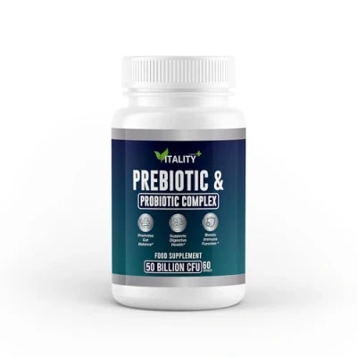 Image of Ultimate Probiotic &amp; Prebiotic Supplement 50 Billion CFU Blend 250mg Fiber 60 Capsules, 1 Month Supply for Gut Health