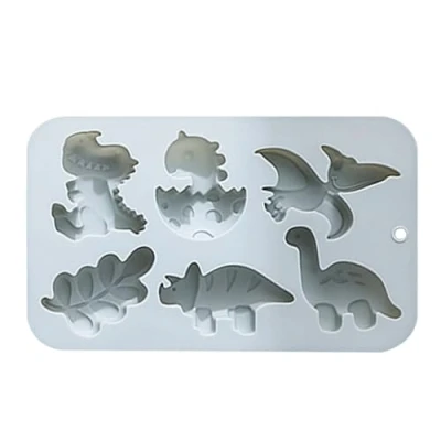 Image of Dinosaur Cake Mould, 6 Shapes Silicone Food Grade Chocolate Baking Molds, Jelly Moulds, Non Sticky Moulds for Chocolate, Decorations, Crafts