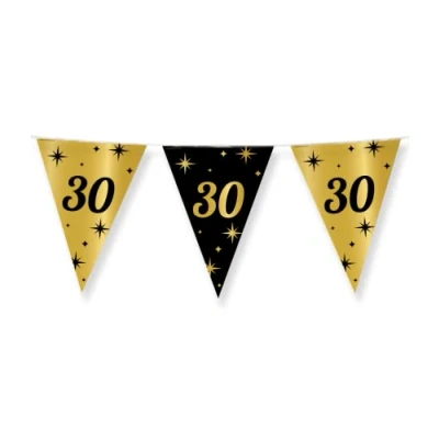 Image of PD Party Birthday Garland for 30th Bunting Decoration Anniversary Black Gold 1000 x 30 cm