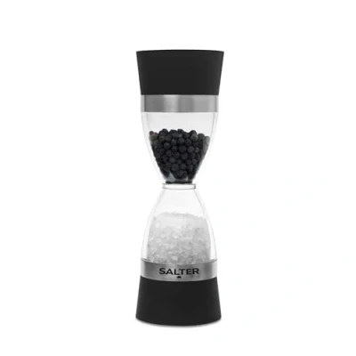 Image of Salter 7611 BKXR 2 In 1 Salt &amp; Pepper Grinder Twist To Grind , Universal Ceramic Mechanism, Adjustable Fine Coarse Grind, Dual Design For 60g Rock Salt/26g Peppercorns, Clear Acrylic Windows