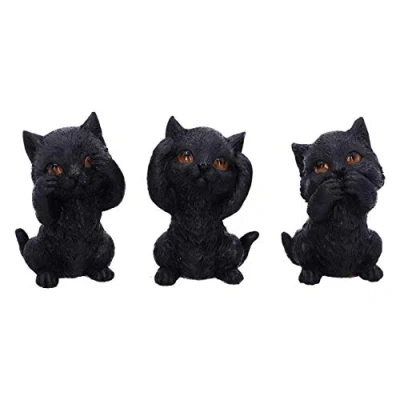 Image of Nemesis Now Three Wise Kitties See No Hear Speak Evil Familiar Black Cats Figurine