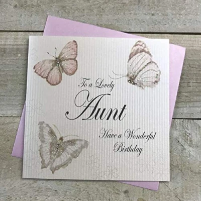 Image of WHITE COTTON CARDS To A Lovely Aunt Have Wonderful Handmade Birthday Card, PD149