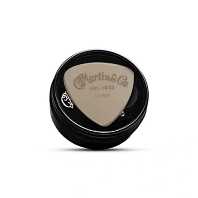 Image of C. F. Martin 18A0117 Guitar Luxe by Contour Pick, Satin Pick with Tin and Pouch, 1 Millimeter, natural