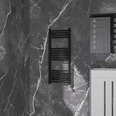 Image of NRG Black Straight Central Heating Towel Rail Bathroom Heated Rad Radiators Ladder Warmer 1000x400mm
