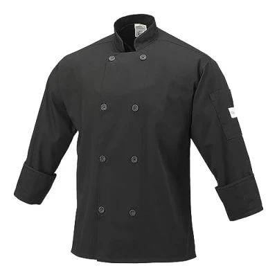 Image of Mercer Culinary Millennia Unisex Cook Jacket with Traditional Buttons, Black, XS