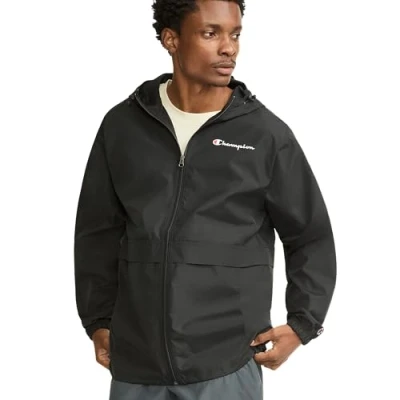 Image of Champion Men&#039;s Full Zip Jacket, Black Small Script, XL