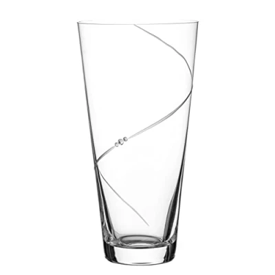 Image of DIAMANTE Silhouette Conical Tapered Hand Cut Crystal Vase with Swarovski Crystals 25cm