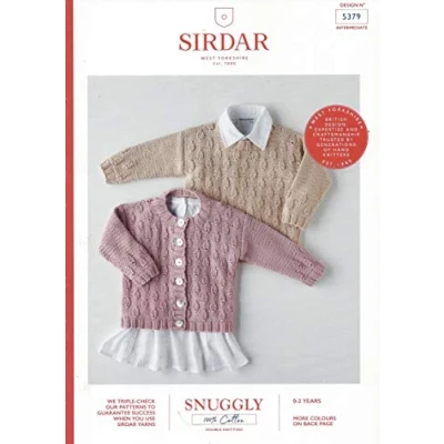 Image of Sirdar Snuggly 100% Cotton DK Knitting Pattern Booklet 5379 Sweater &amp; Cardigan