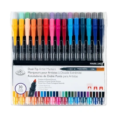 Image of Royal &amp; Langnickel 30pc Dual Tip Artist Markers Pointed Round and Fineliner
