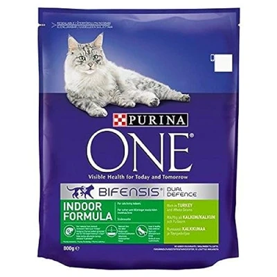 Image of Purina ONE Indoor Cat Adult Dry Food Rich in Turkey 750g, Pack of 4