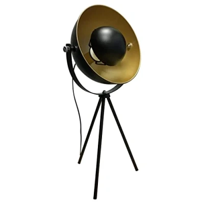 Image of firstchoicelighting Tripod Table Lamp or Bedside Light Retro Design Industrial with Dome Shade Black Height 64cm LED Compatible