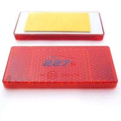 Image of 227s Self Adhesive Reflectors Stick On Rectangular Trailer Caravan Suitable for Vehicles, Cycle Carriers, Gateposts E Approved Red 69mm x 31.5mm Depth 6 mm 2 Pack