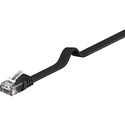 Image of PremiumCord Flat Network Cable, Ethernet, LAN &amp; Patch Cable Cat6, UTP, Quick Flexible Robust RJ45 1Gbit/S, AWG30/7, Copper 100% Cu, Black, 1.5 m