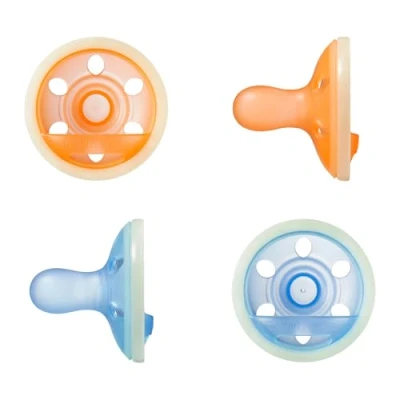 Image of Tommee Tippee Breast like Night Glow Dummy, Lightweight, One Piece Silicone Design, 6 18m, 4 Pack
