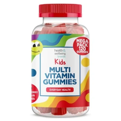 Image of Kids Multivitamin 120 Strawberry Flavour Gummies Contains 9 Essential Vitamins + Minerals Including Vitamin C D A &amp; B for Childrens Pack of Chewable