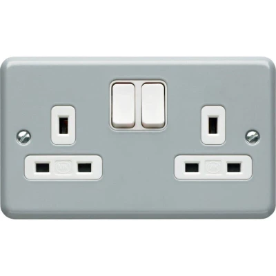 Image of MK Electric Double Socket, Metalclad, 13A