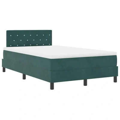 Image of Box Spring Bed with Mattress &amp; led Dark Green 120x200 cm Velvet Vidaxl