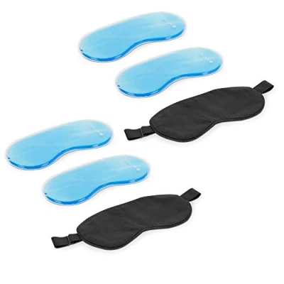 Image of Navaris Set of 4 Gel Eye Masks 4x Reusable for Hot/Cold Therapy Reduce Puffy Eyes, Dark Circles, Headache, Swelling with Cotton Covers