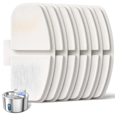 Image of Filters for Cat Water Fountain 6 Pack, VOSFEEL 3.5L Pet Filters, Cotton Activated Carbon &amp; Resine with Triple Filtration
