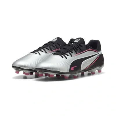 Image of Puma KING Match FG/AG Moulded stud football boots, Men&#039;s, Size: 41, Silver/black/sun struck shoes
