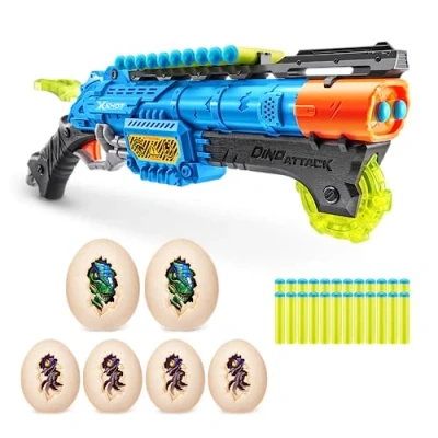 Image of XSHOT Dino Attack Claw Hunter Foam Dart Blaster (24 Darts, 2 Medium Eggs, 4 Small Eggs), Blue Toy