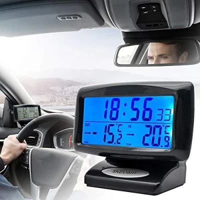 Image of MASO Car LCD Digital Temperature Clock 2 in 1 Indoor Outdoor Thermometer with Blacklight Function