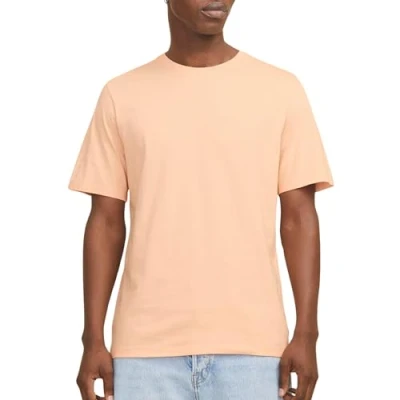 Image of JACK &amp; JONES Men&#039;s Jjeorganic Basic Tee SS O Neck Noos T Shirt, Peach Parfait, XS