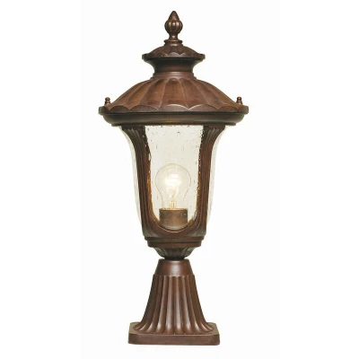 Image of Chicago 1 Light Small Outdoor Pedestal Lantern Rusty Bronze IP44, E27
