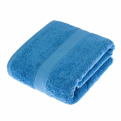 Image of HOMESCAPES Cobalt Blue Turkish Cotton Bath Towel Super Soft Thick &amp; Absorbent 500 GSM Heavy Weight for everyday Luxury